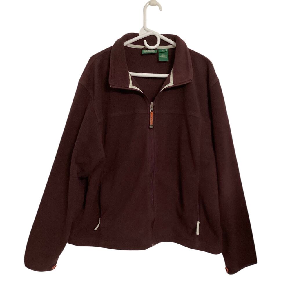 L.L.Bean‎ men's full-zip fleece jacket size XL burgundy
